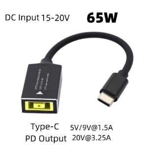 140W 100W 65W Square Plug To Type-C 5V/9V/20V PD Adapter USB C Power Converter Charging Cable for Lenovo Laptop Charger Adapter