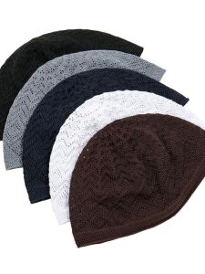 New Mens Knitted Hat Arabic Style Friday Prayer Cap Breathable No Brim Casual All Seasons round Top Knit Hat for All Ages