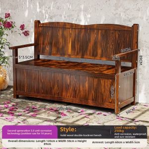 XiMei WoodWork | Storage Bench With Backrest Large Capacity Solid Wood