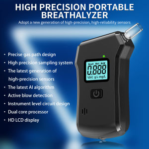 Portable High Precision Breathalyzer 3s Result Dual Mode Non-Contact Quick Check LED Light AAA Battery for Driver Police