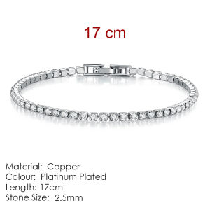 Stoneage | Fashion 2.5mm Zirconia Tennis Bracelet for Women Crystal Charm Designer Tennis Thin Chain Bracelet on Hand Wedding Jewelry KC128