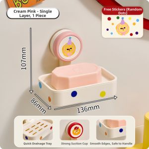 AIJIADA | Wall Mounted Suction Soap Box with Double Layers