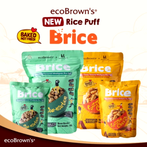[100g] ecoBrown’s Brice Seaweed Flavoured Wholegrain Rice Puff | Healthy Baked Snack | High Fibre Rice Cracker