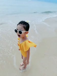 Bikini Cho Bé Gái - Bộ Đồ Bơi Bé Gái Đi Biển Tay Cánh Tiên Nơ Lưng Cho Bé từ 10kg đến 24kg HABI17