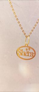 916 Gold Custom Name Pendant - Oval Love 1.5cm 0.3g ± (Laser Cut)