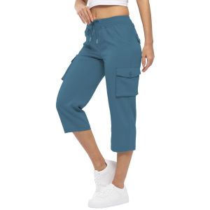 YANSE | High Waist Adjustable Rope Pockets A-Line Loose Stretchy 7/8th Leisure Sport Pants