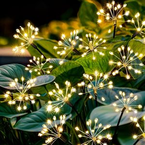 1/2/4pcs Solar Firework Lights Warm White Light Suitable for Garden Lawn Camping Steps Greenway Courtyard Decoration Lawn Lights