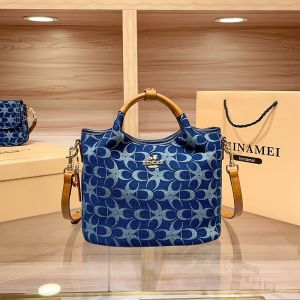 Ladies handbag light luxury retro denim canvas bag fashionable 2025 new commuting bucket bag high-end single shoulder crossb