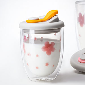 Double Layer Heat Insulated Glass Cup with Lid for Office Use Milk Cup Transparent Water Cup Home Coffee Cup Mrwater Brand