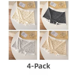 Miiow | Pure Cotton Floral Womens Briefs Thin Womens Underwear Youth Suitable Four Seasons Comfortable Mid Waist Safety Pants