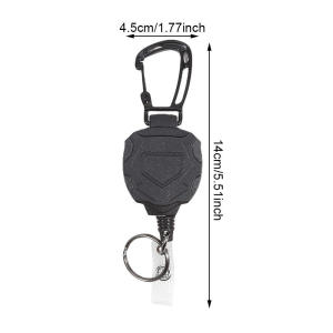 Heavy Duty Retractable Keychain Badge Clip ID Reel Key Chain Holder Outdoor Steel Wire Spring Rope Card Clip Carabiner