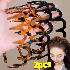 Fashion Wave Headbands for Women Solid Color Toothed Non-slip Hair Bands Girl Face Wash Sports Headbands Hair Accessories