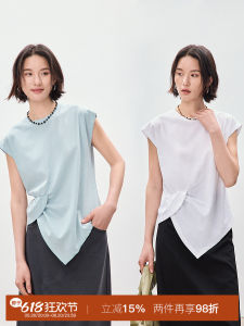 Comfortable Whale round Neck Short Sleeve T-Shirt Womens Knot Design Casual Spring Summer Knitted Polyester Rayon Silk Blend