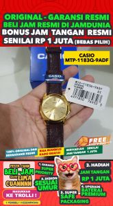 CASIO ORIGINAL - CASIO MTP-1183Q-9A - Analog - MEN - Merah - Kulit - Jam dunia JD19ST Jam Tangan Pria Cowok Anti Air Digital Analog + CASIO MTP 1183Q 9A MTP-1183Q 1183 Q MTP1183 MTP-1183 MTP1183Q $ WR0 STK SD7