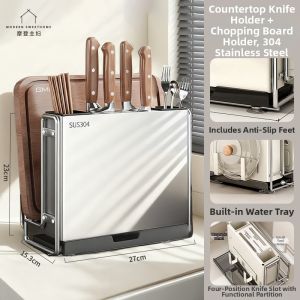 MODERN SWEETHOME | Stainless Steel Multi-functional Knife Storage Rack