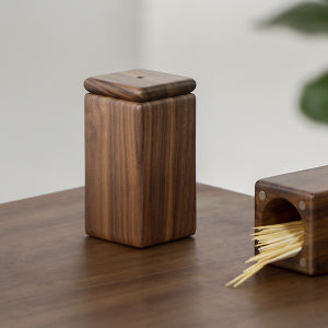 Sansi Workshop แบบพกพา สีดำ กล่องไม้จิ้มฟันไม้วอลนัท เรียบง่าย บุคลิกภาพห้องนั่งเล่น Travel สะดวกหลอดไม้จิ้มฟัน