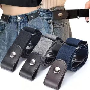 3Pcs Buckle-Free Stretch Adjustable Waist Band Elastic Canvas Tightening Belts for Dress Jeans Invisible Waist Belt Constrictor Pants
