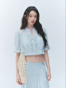La lune Du ciel | Áo Blouse Voan Xếp Ly Thêu Ren Qua Sáng Tạo Tình
