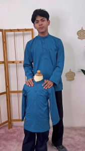 PG3 NEW Kurta Dewasa & Budak Brand Sempurna Rich Brown Olive Green Grey Teal Blue Raya KD