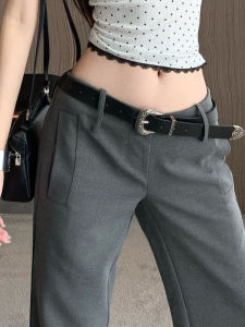 กางเกงขายาวทรงหลวมเอวต่ำสไตล์อเมริกันสำหรับผู้หญิงในช่วงฤดูร้อน กางเกงขายาวทรงตรงบางๆ กางเกงขายาวทรงหลวมสบายๆ