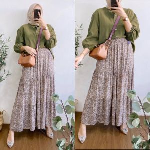 NEW VANIA SET ROK Setelan blouse rok wanita kekinian matt polo linen mix rayon premium