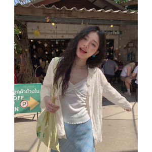 Embroidered White Long Sleeve French Style Shirt for Women