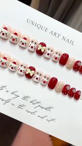 คริสต์มาส เล็บปลอมสำเร็จรูป R012 เล็บปลอมยาว กันน้ำ หลากหลายสไตล์ กล่องละ 24 ชิ้น