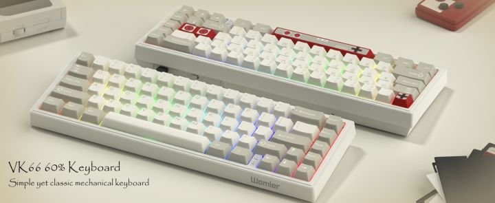 Womier VK66 PRO 60% Gaming Keyboard Wired, QMK/VIA Creamy Mechanical Keyboard, Hot Swappable Gasket Mount RGB Key Board