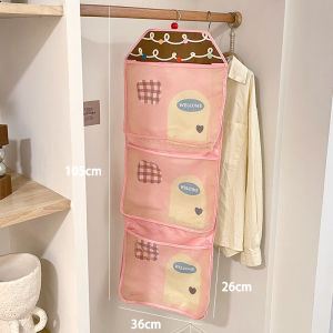 Three-In-One Hanging Storage Bag for Socks And Underwear Wall-Mounted Closet Organizer Japanese Style Clothing Storage Bag