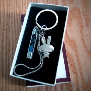 Creative Cute Rabbit Hourglass Keychain Pendant Popular Internet Model Personalized Gift round Shape Zinc Alloy Key Holder