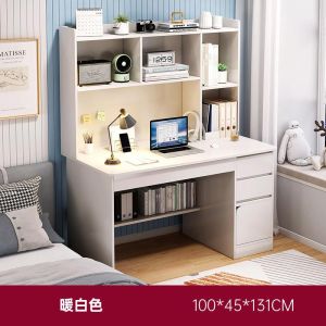Computer desk desktop home writing modern small bookshelf combination one bedroom table