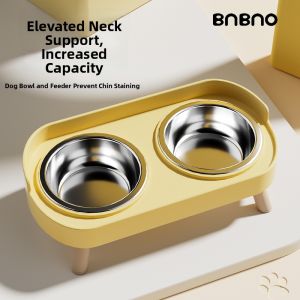 BNBNO | Stainless Steel Anti-Tip Back Protection Pet Bowl