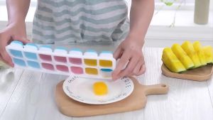 14 Holes Silicone Ice Tray Ice Cube Maker Baby Food Puree Mold Container Lid Bekas Pembuat Ais Batu 硅胶冰格辅食盒 Dulang Bekas Simpan Kiub Ais