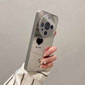 Black Heart Shaped Huawei Mate70Pro P70 New Model Mate60 Female Mate50 Electroplated Mirror Surface P60 Advanced Sense Mate40 Anti-Fall P50 Full Cover Protective Case Simple