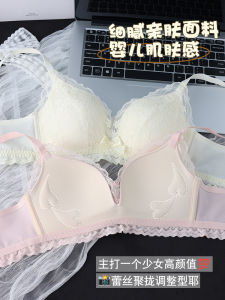Wireless Lace Bra Set for Young Women Prevents Sagging Gathered Design Student Teenage Girl Underwear Nylon Fabric Four Seasons