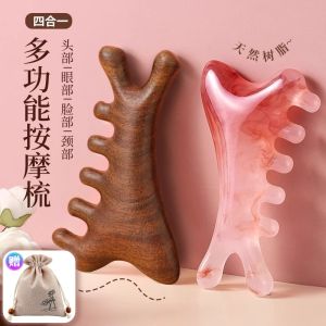 Four-In-One Massage Comb Scalp Massage Tool Head Therapy Unblock Meridian Face Eye Nose Gua Sha Tool Hairdressing Comb