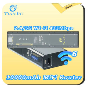 TIANJIE MF310 4G Mobile WiFi Router With 10000mAh Extended Battery MiFi 2.4G&5G Dual Band High Speed Network Global Band Support