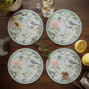 New Chinese Style Floral Bird round Heat Resistant Dining Table Mat Non-Washable Waterproof Oil-Proof Bowl Pad Plate Pad Cup Mat