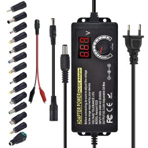 Adjustable Power Supply Variable AC-DC Power Adapter Laboratory 3V-24V-3A with US/EU Plug Female Home Appliance Alligator Clip