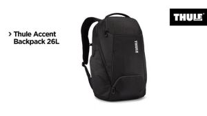 Thule กระเป๋าเป้ กระเป๋าสะพาย กระเป๋าโน๊ตบุค กระเป๋า Laptop 16" PC / 16" MacBook® / 12" tablet ช่องใส่ขวดน้ำด้านข้าง ช่องซิปด้านบน รุ่น Accent Backpack 26L - Black ( 3205384 )