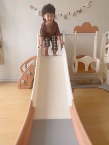 Aibaby สไลเดอร์เด็ก ชุดสนามเด็กเล่นในบ้าน บันไดปีน ห่วงบาส HDPE ปลอดภัย สไลเดอร์ยาว 188ซม. เด็ก 1+