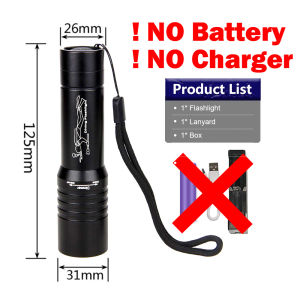 9000LM T6 LED Diving Flashlight IPX8 Waterproof 50M Underwater Torch Rotatable Zoom LED Flashlight 18650 for Scuba Diving Rescue