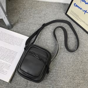 Street Style Sporty Crossbody Bag for Men Single Shoulder Cool Phone Case Small Casual Bag Soft PU Leather Zipper Closure