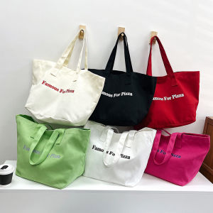 Large Capacity Canvas Tote Bag Womens Handheld Commuter Bag Simple Stylish Single Shoulder Bag Candy Color Trendy Match