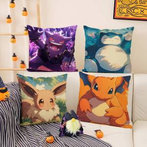 Bandai | Pokemon Sword Shield Anime Plush Pillow Cover Soft Short Plush Cushion Cover For Sofa Bedroom Home Decor Gift