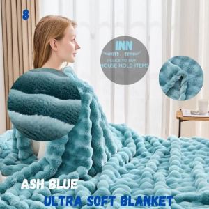 Bubble Fluffy Blanket for Couch Plush Blankets Cozy Blanket for Bedding Soft Warm Fuzzy Blanket for All Season Use