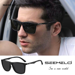 SEEMELO Men Sunglasses Polarized Glasses Al-Mg Alloy Fiber Legs Color Change Sunglasses Night Vision Sunglasses Square Shape Eyewear Ultra Light Anti Glare Glasses Outdoor Sports Driving Sunglasses