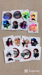 Stiker Anime Hologram Karekter Kimetsu No Yaiba Sticker case hp & Laptop