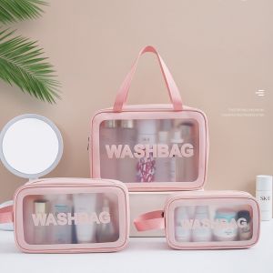 Korean Style Large Capacity Multi-Functional Waterproof Portable Travel Handheld Storage Cosmetic Bag for Women Leisure Zipper Closure