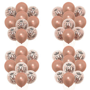 1Bag Rosegold 12inch 30 40 50 60 Happy Birthday Confetti Balloons Adult 30th 40th 50th 60th Birthday Party Anniversary Supplies